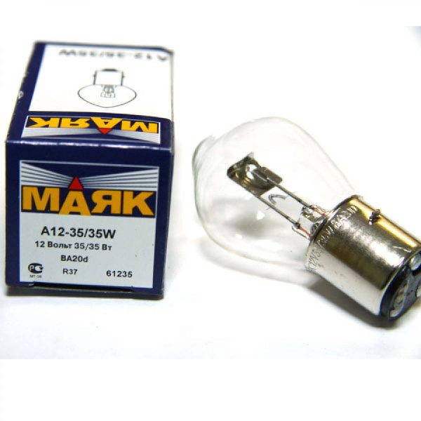 Лампа Маяк МОТО А 12v 35/35 w BA20d 